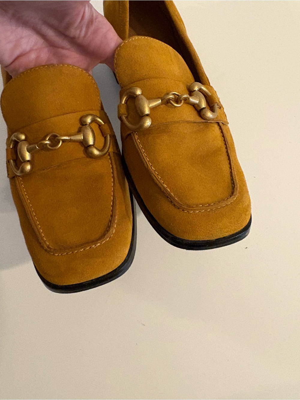 Saint G || Jacqueline Suede Loafer Pump Horsebit Suede Mustard Yellow Gold 41 - Picture 6 of 10